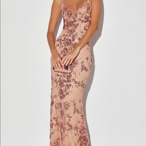NEW LULU’s Shine Rose Gold Maxi Dress